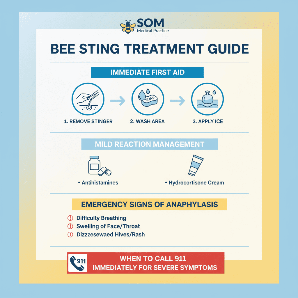 Bee sting treatment infographic